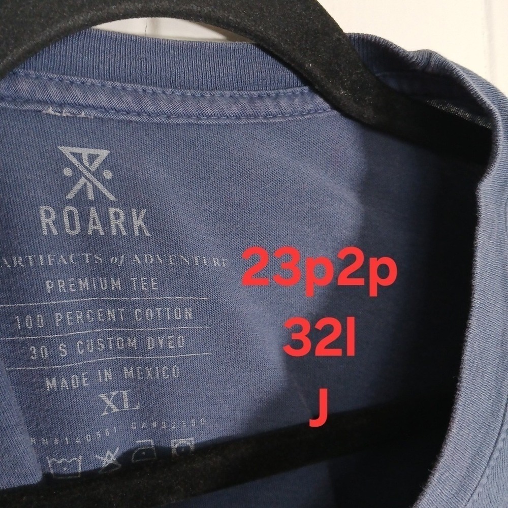 ROARK Shirt Premium Tee Artifacts Of Adventure Graphic Men's XL Cotton Blue SS - Picture 8 of 11